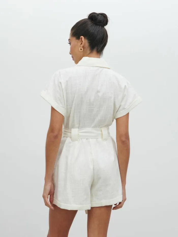 Pretty Lavish Jumpsuits and Playsuits Women Anica Utility Playsuit Cream