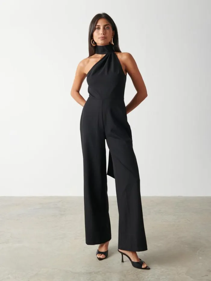 Pretty Lavish Jumpsuits and Playsuits Women Sapphire Scarf Jumpsuit Black