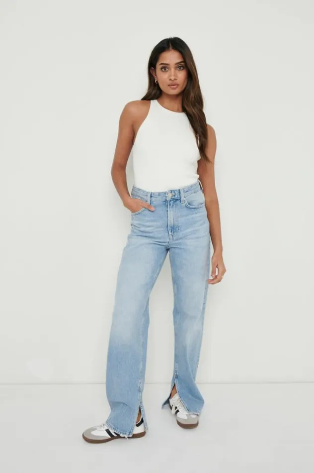Pretty Lavish Knitwear Women Billie Ribbed Racer Tee Cream