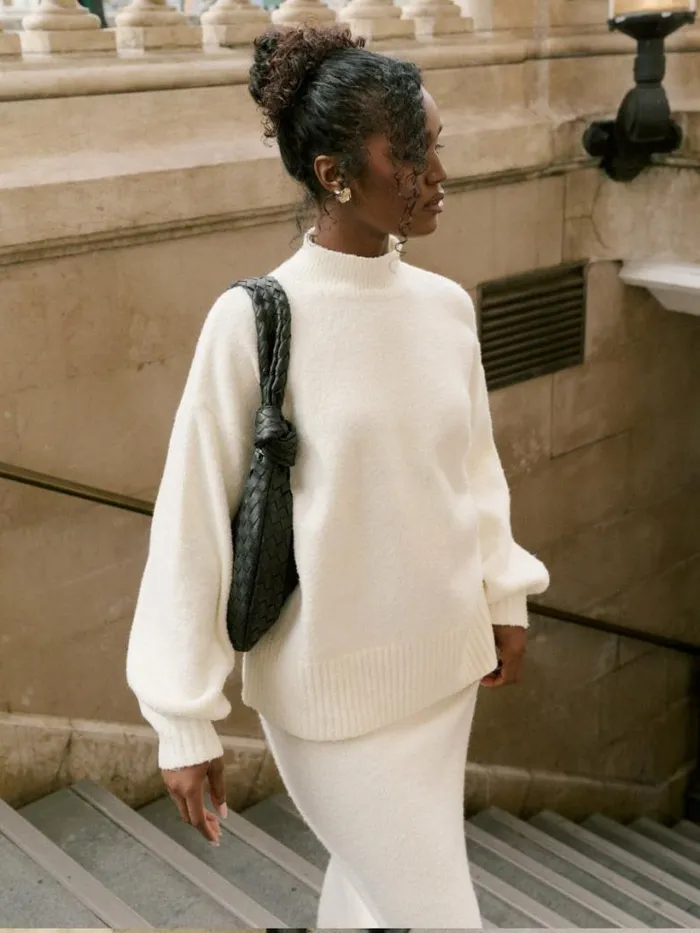 Pretty Lavish Knitwear Women Camille Balloon Sleeve Knit Jumper Cream