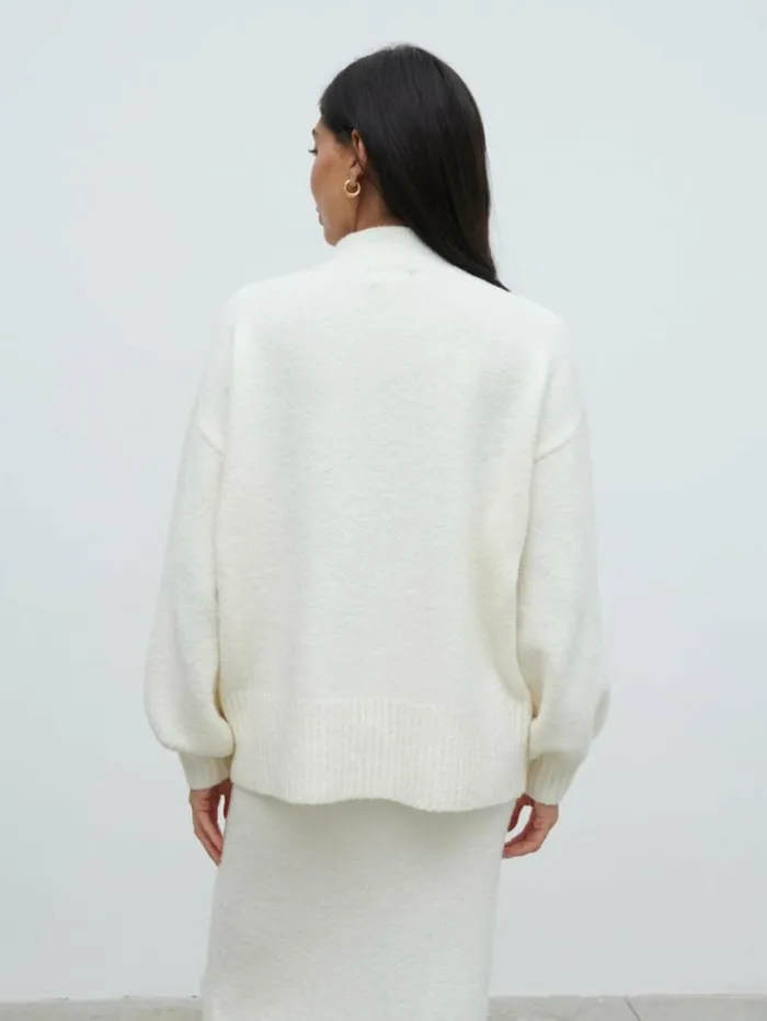 Pretty Lavish Knitwear Women Camille Balloon Sleeve Knit Jumper Cream