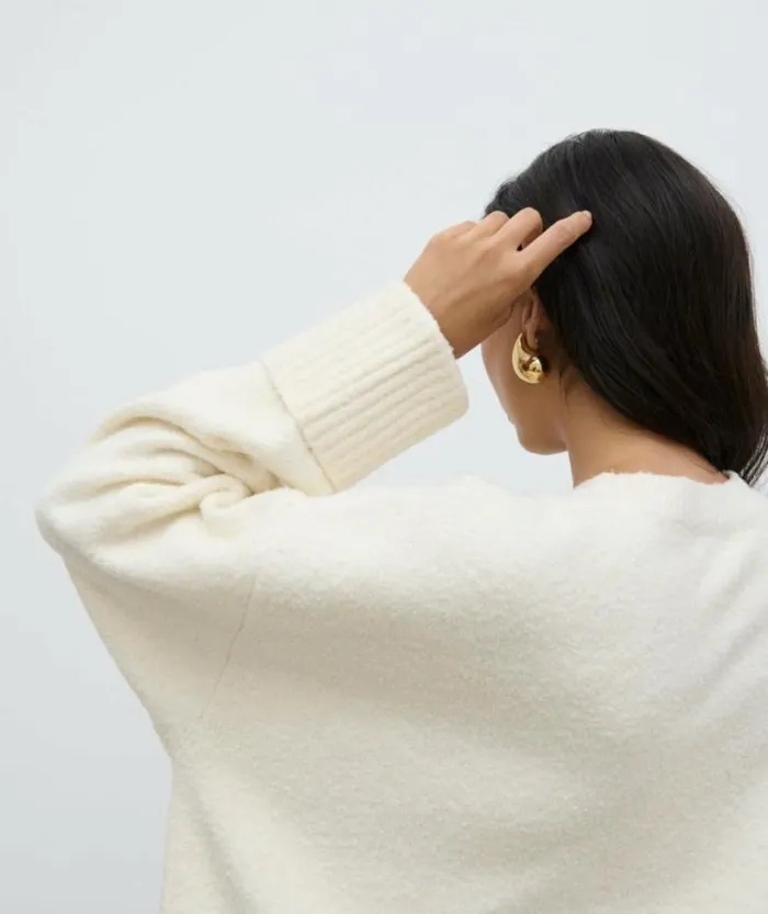 Pretty Lavish Knitwear Women Camille Oversized Borg Jumper Cream