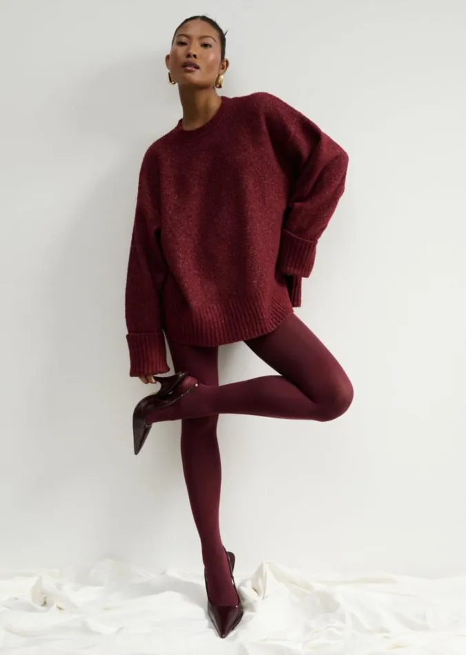 Pretty Lavish Knitwear Women Camille Oversized Borg Knit Jumper Wine