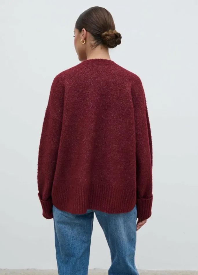 Pretty Lavish Knitwear Women Camille Oversized Borg Knit Jumper Wine