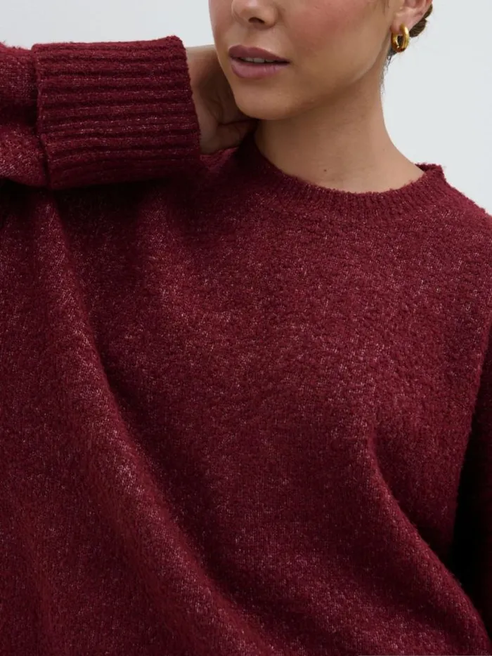 Pretty Lavish Knitwear Women Camille Oversized Borg Knit Jumper Wine