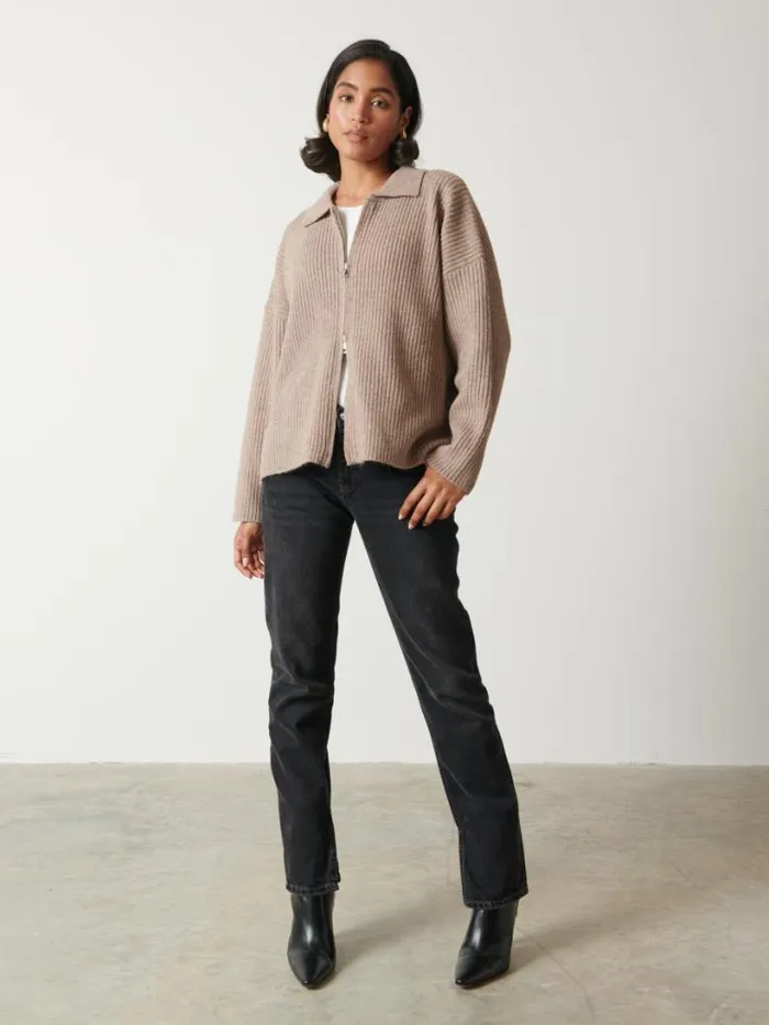 Pretty Lavish Knitwear Women Carla Zipped Knit Jumper Brown