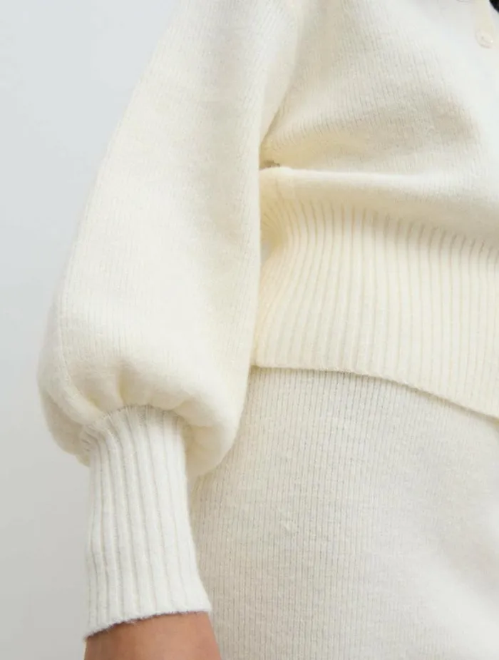 Pretty Lavish Knitwear Women Etta Knit Bomber Jacket Cream