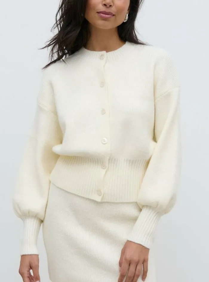 Pretty Lavish Knitwear Women Etta Knit Bomber Jacket Cream