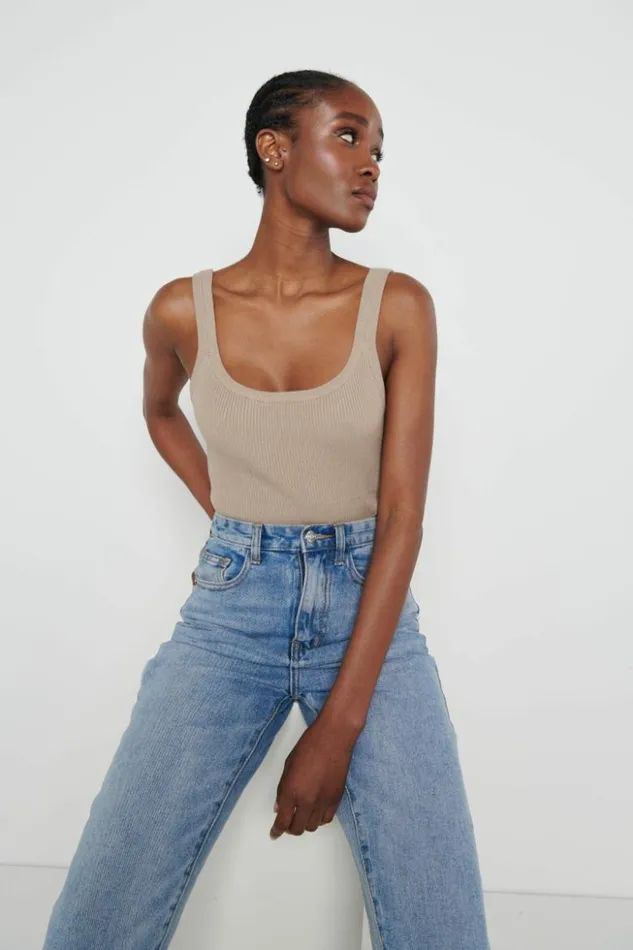 Pretty Lavish Knitwear Women Gabby Knit Cami Top Brown