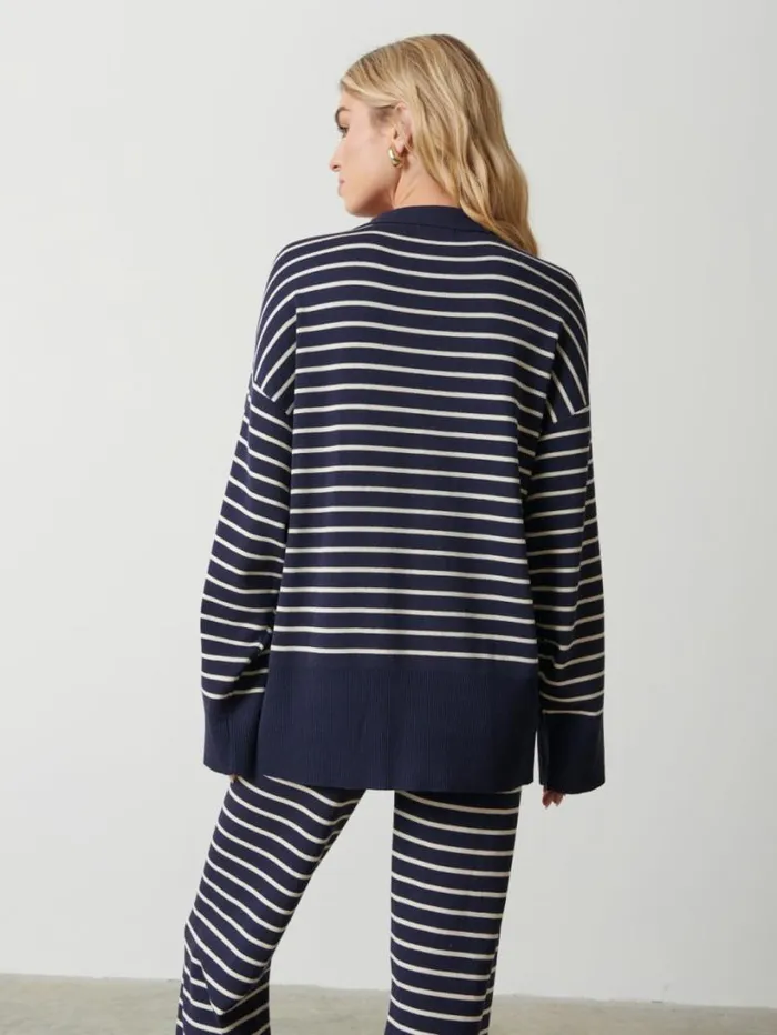 Pretty Lavish Knitwear Women Hayden Striped Jumper Navy And Cream Stripe