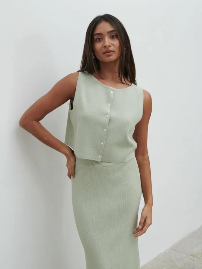 Pretty Lavish Knitwear Women Jasmin Knit Waistcoat Green