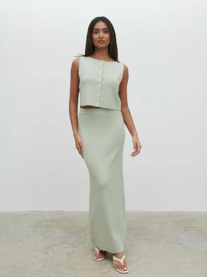 Pretty Lavish Knitwear Women Jasmin Knit Waistcoat Green