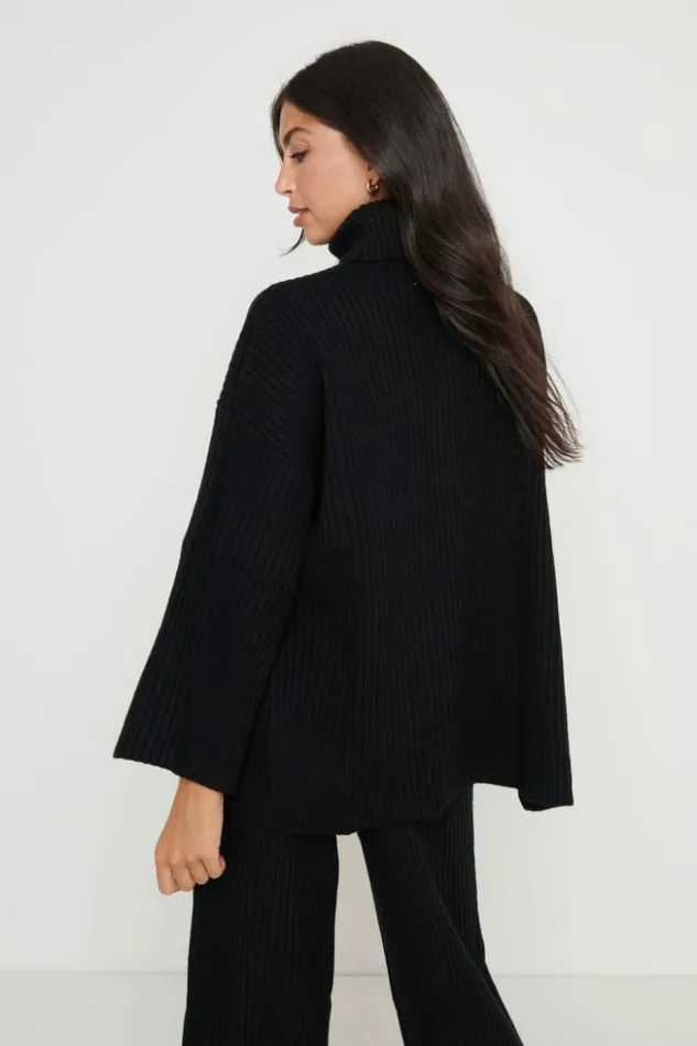 Pretty Lavish Knitwear Women Lina Ribbed Jumper Black Black