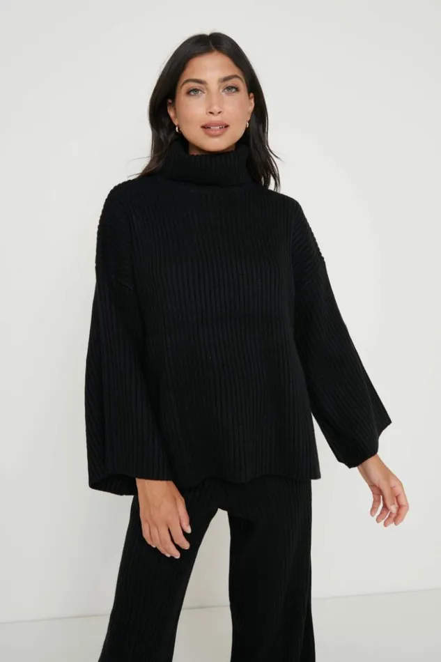 Pretty Lavish Knitwear Women Lina Ribbed Jumper Black Black