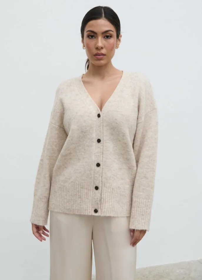 Pretty Lavish Knitwear Women Otto Knit Cardigan Cream