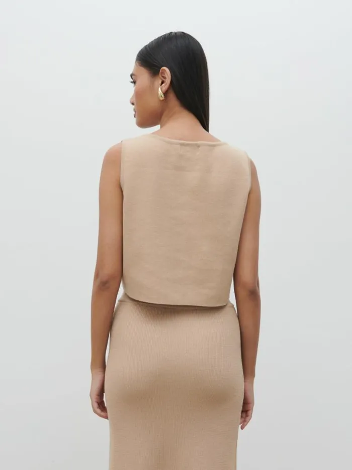 Pretty Lavish Knitwear Women Reese Knit Waistcoat Beige