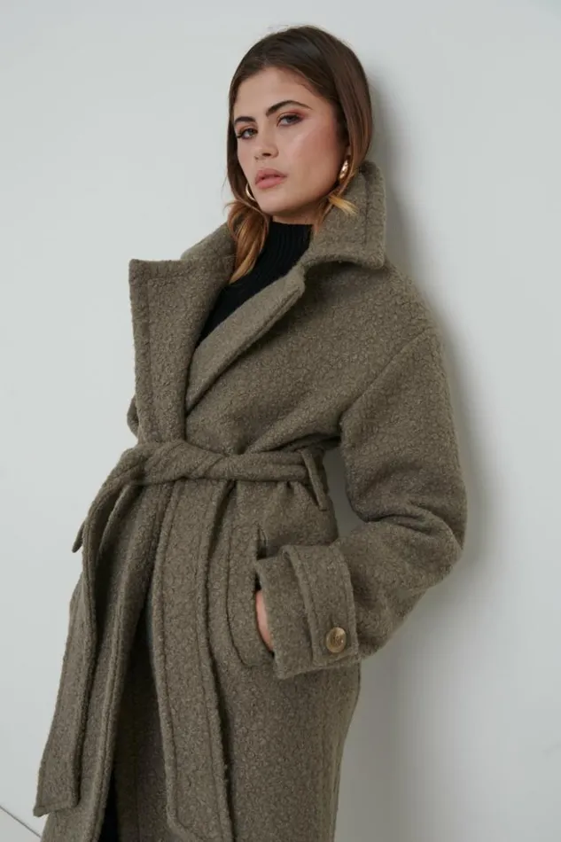 Pretty Lavish Outerwear Women Grayson Boucle Oversized Coat Brown