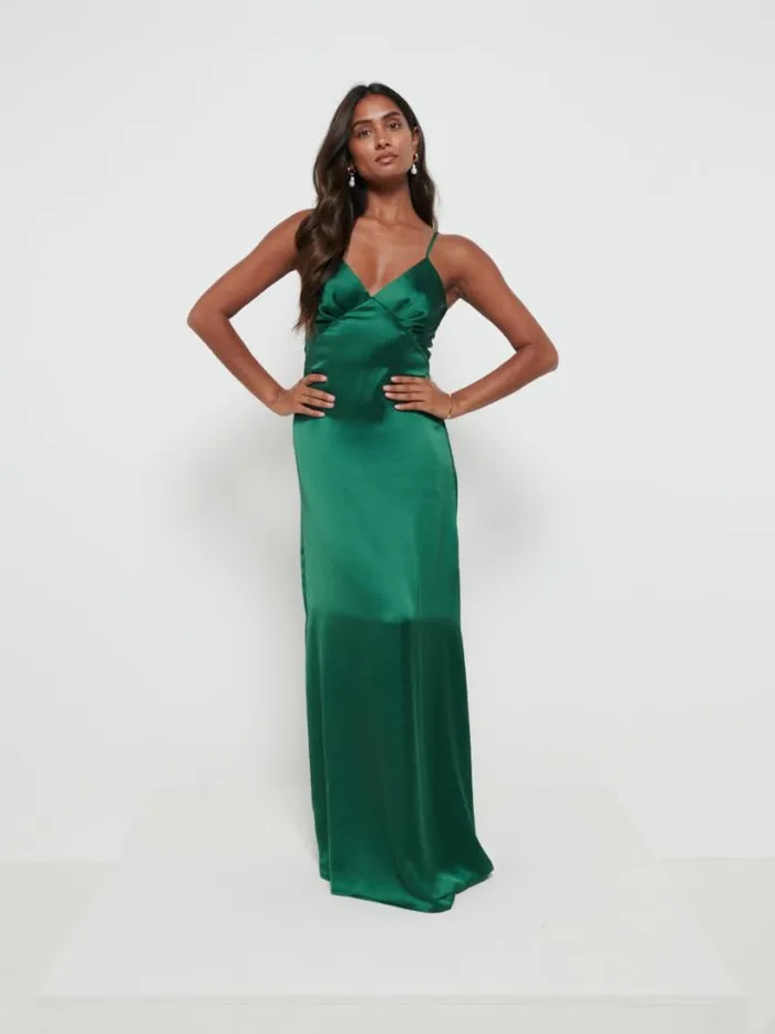 Pretty Lavish Satin Bridesmaid Dresses Women Ines Recycled Maxi Bridesmaids Dress Emerald Pretty Lavish Satin Bridesmaid Dresses Women Ines Recycled Maxi Bridesmaids Dress Emerald