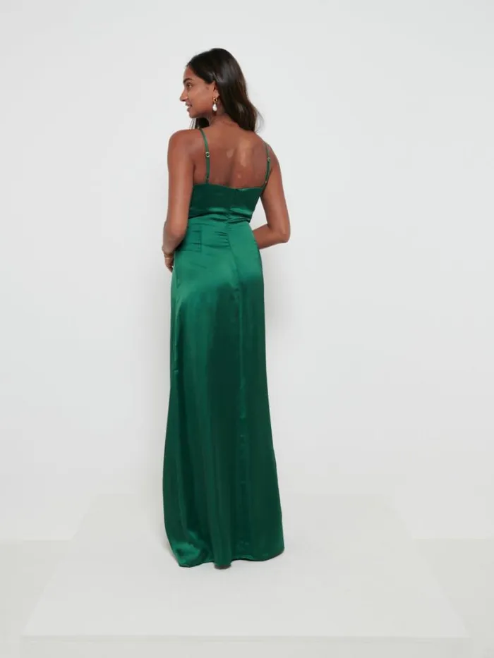 Pretty Lavish Satin Bridesmaid Dresses Women Ines Recycled Maxi Bridesmaids Dress Emerald
