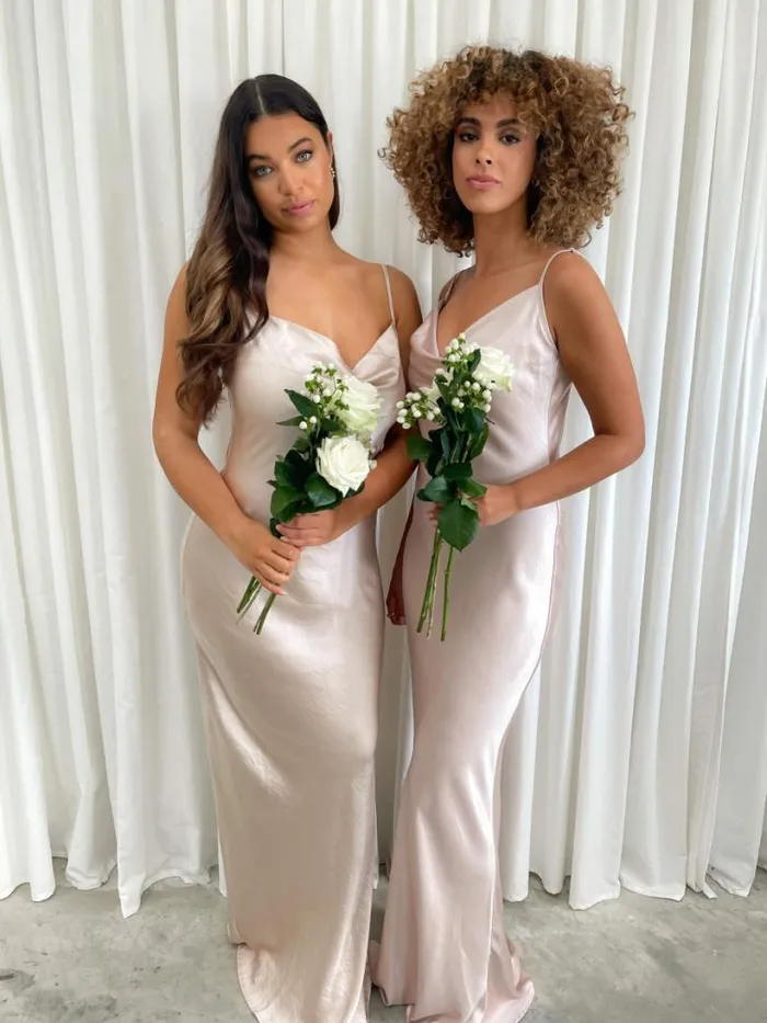 Pretty Lavish Satin Bridesmaid Dresses Women Keisha Maxi Dress Blush