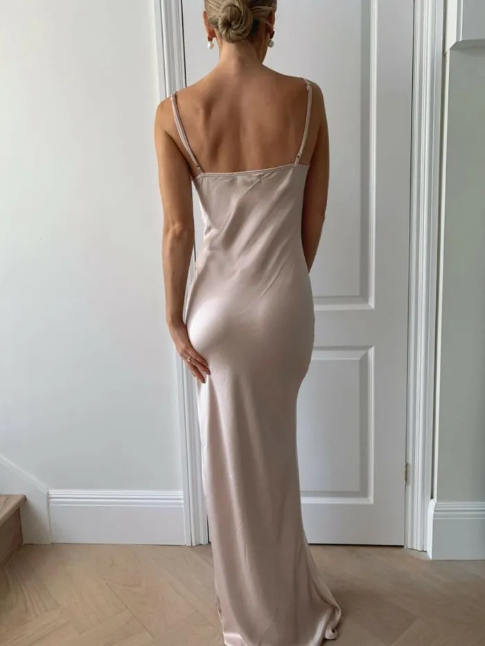 Pretty Lavish Satin Bridesmaid Dresses Women Keisha Maxi Dress Blush
