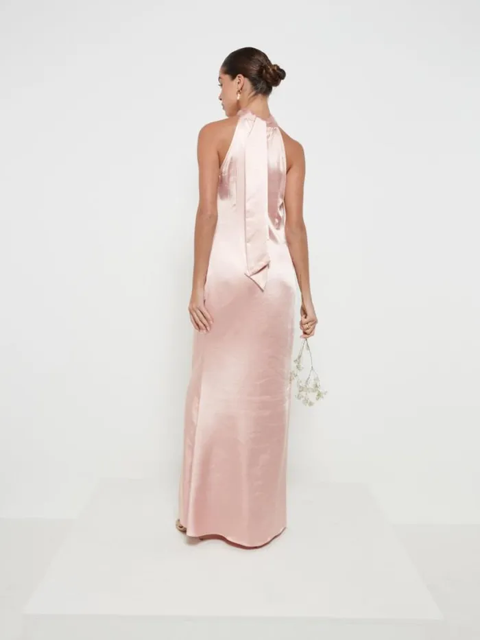 Pretty Lavish Satin Bridesmaid Dresses Women Odelle Maxi Bridesmaid Dress Blush