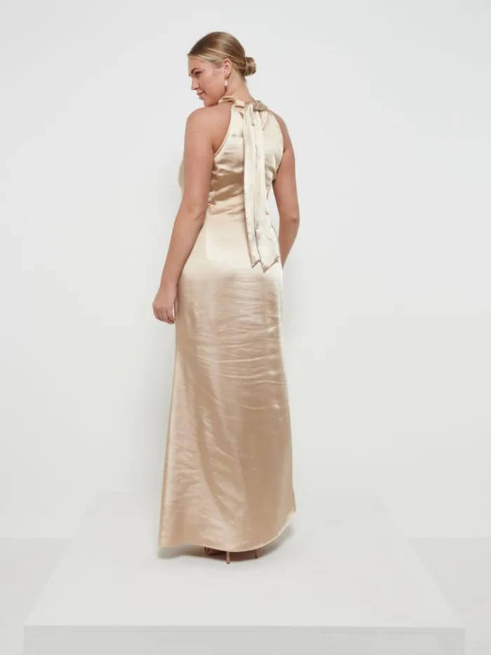 Pretty Lavish Satin Bridesmaid Dresses Women Odelle Maxi Bridesmaid Dress Bronze