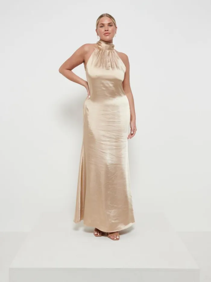Pretty Lavish Satin Bridesmaid Dresses Women Odelle Maxi Bridesmaid Dress Bronze