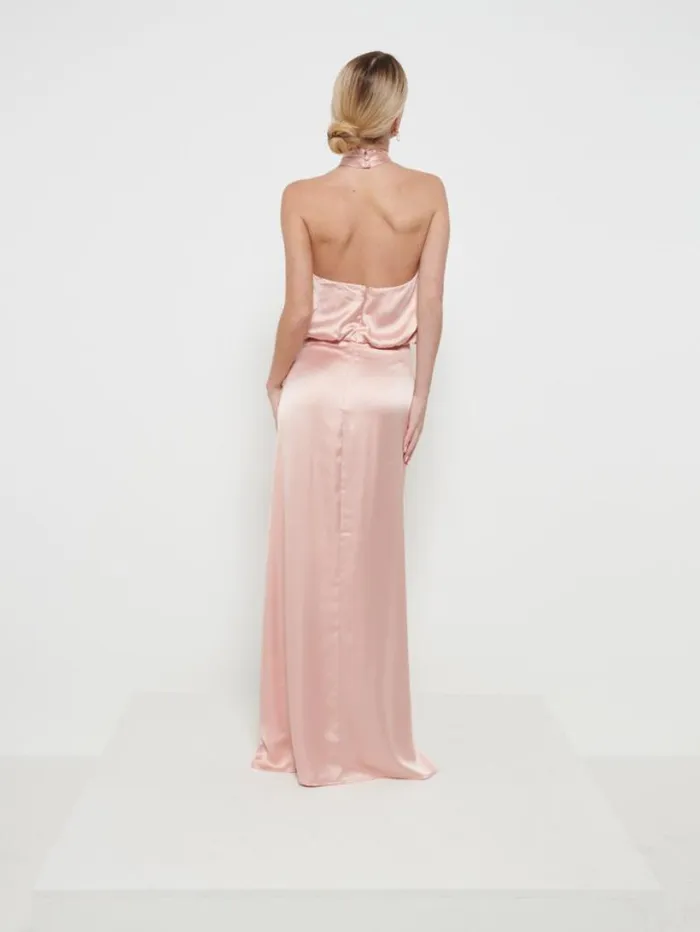 Pretty Lavish Satin Bridesmaid Dresses Women Sammie Recycled Maxi Bridesmaid Dress Matte True Blush