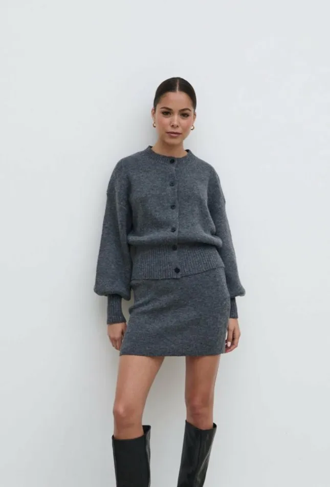 Pretty Lavish Sets Women Etta Knit Bomber Jacket Grey