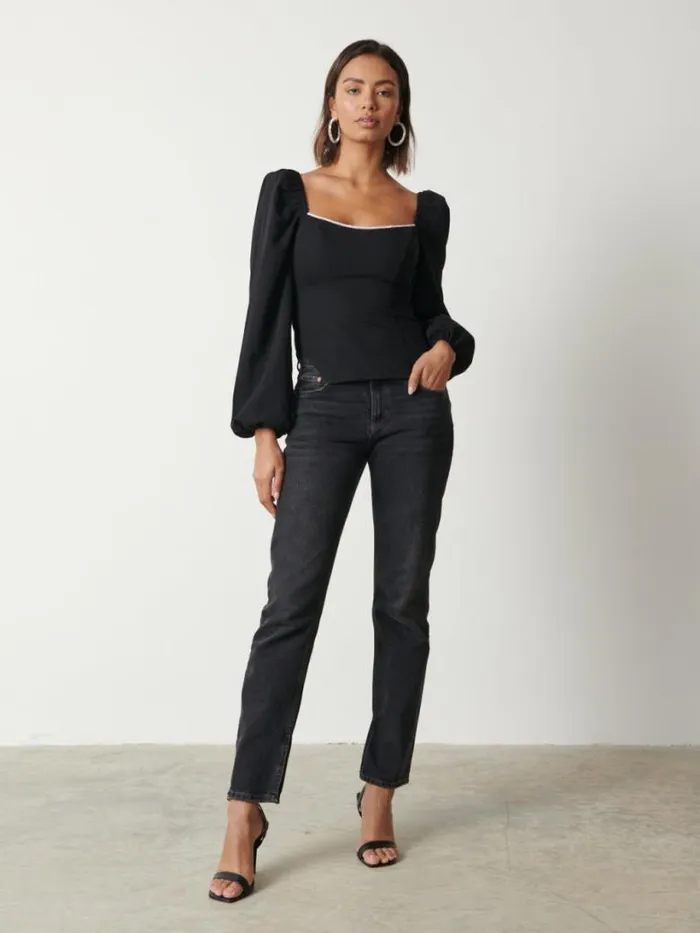 Pretty Lavish Tops Women Niamh Embellished Top Black