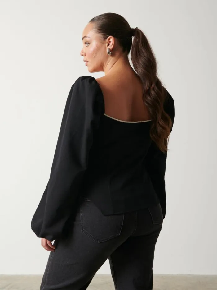 Pretty Lavish Tops Women Niamh Embellished Top Curve Black