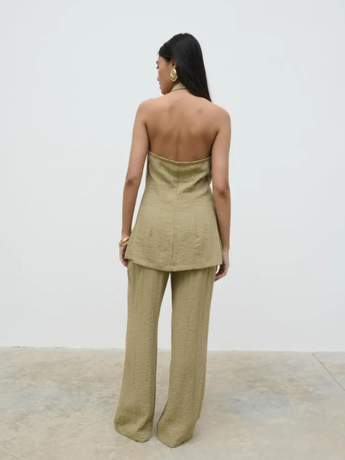 Pretty Lavish Tops Women Remy Halterneck Waistcoat Olive