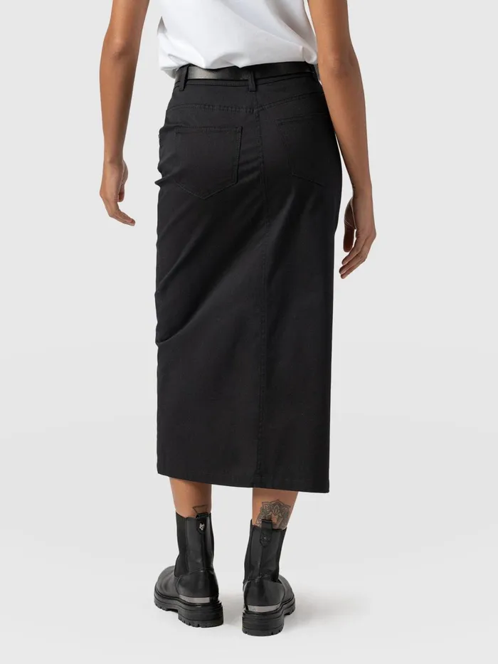 Raye Pencil Midi Denim Skirt 8211 Black Black Women Saint And Sofia Skirts
