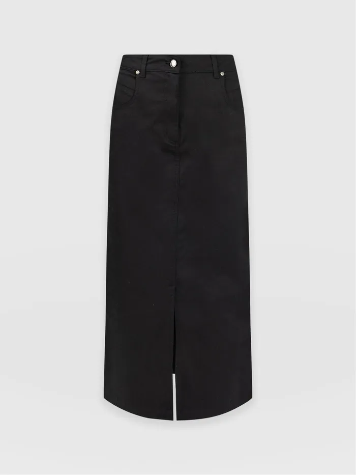 Raye Pencil Midi Denim Skirt 8211 Black Black Women Saint And Sofia Skirts