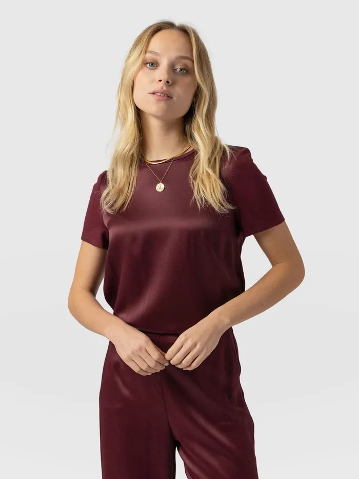 Rayner Contrast Tee 8211 Maroon Maroon Women Saint And Sofia TShirts and Tanks Rayner Contrast Tee 8211 Maroon Maroon Women Saint And Sofia TShirts and Tanks