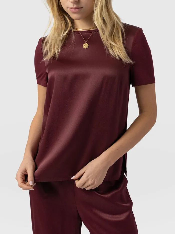 Rayner Contrast Tee 8211 Maroon Maroon Women Saint And Sofia TShirts and Tanks
