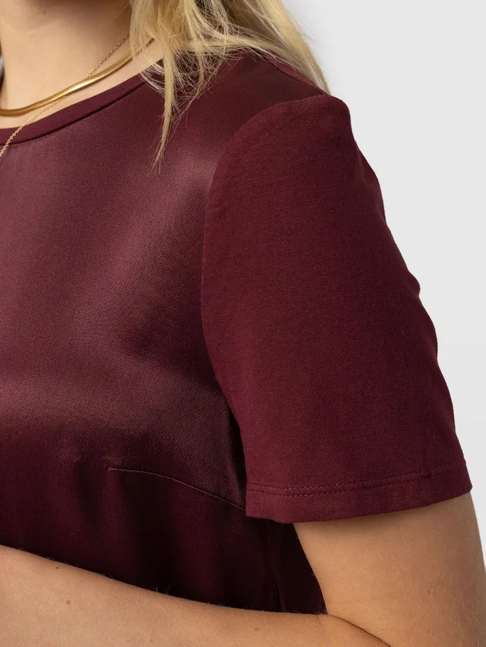 Rayner Contrast Tee 8211 Maroon Maroon Women Saint And Sofia TShirts and Tanks
