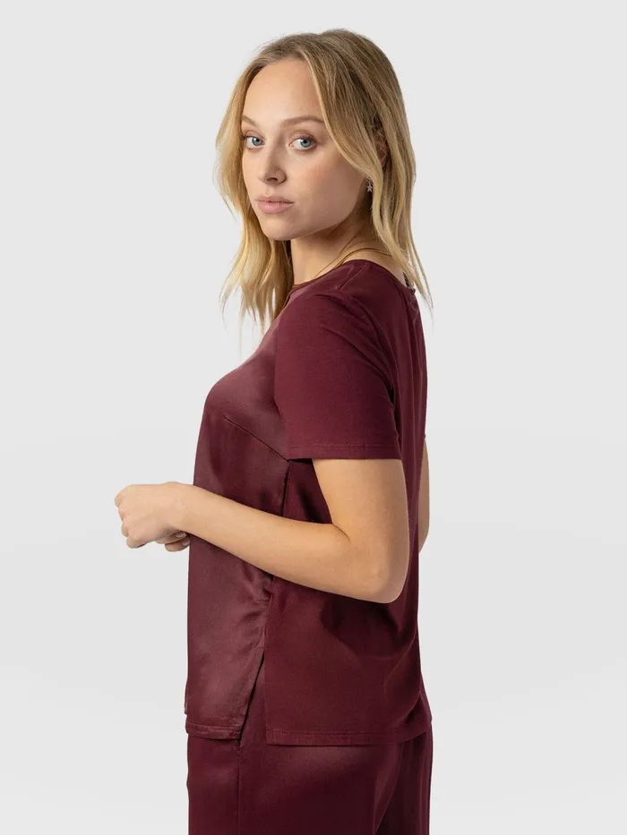 Rayner Contrast Tee 8211 Maroon Maroon Women Saint And Sofia TShirts and Tanks