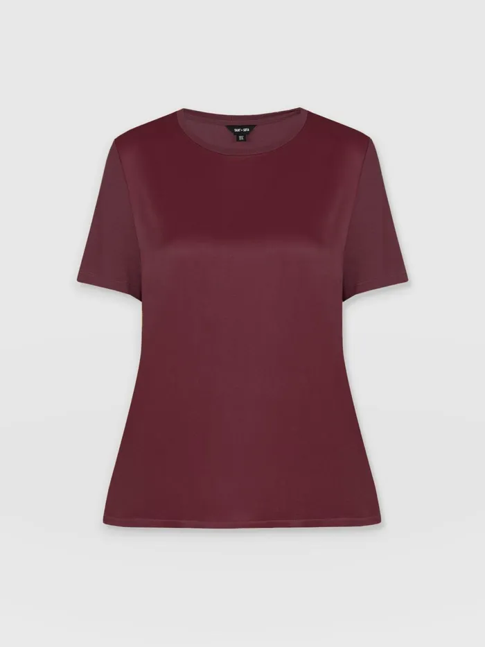 Rayner Contrast Tee 8211 Maroon Maroon Women Saint And Sofia TShirts and Tanks