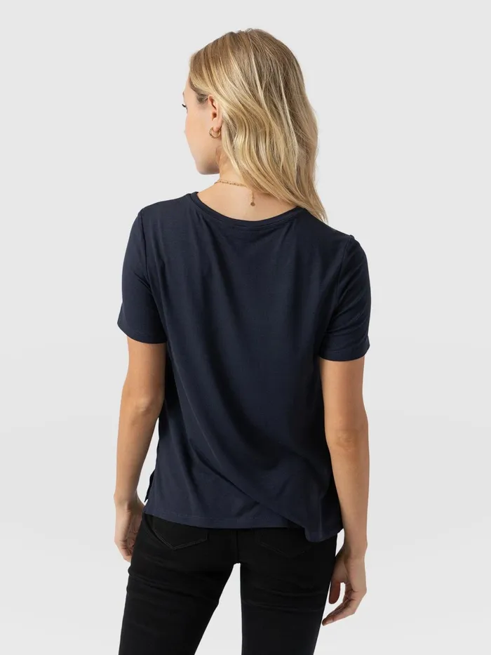 Rayner Contrast Tee 8211 Navy Navy Women Saint And Sofia TShirts and Tanks