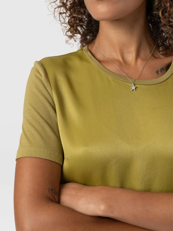Rayner Contrast Tee 8211 Olive Olive Women Saint And Sofia TShirts and Tanks