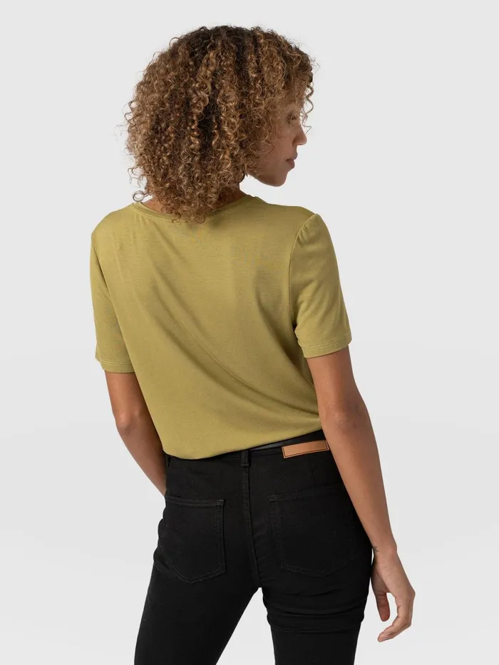 Rayner Contrast Tee 8211 Olive Olive Women Saint And Sofia TShirts and Tanks