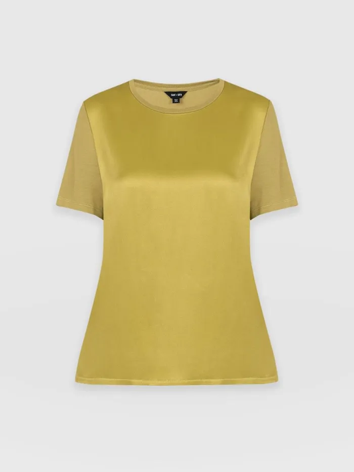 Rayner Contrast Tee 8211 Olive Olive Women Saint And Sofia TShirts and Tanks