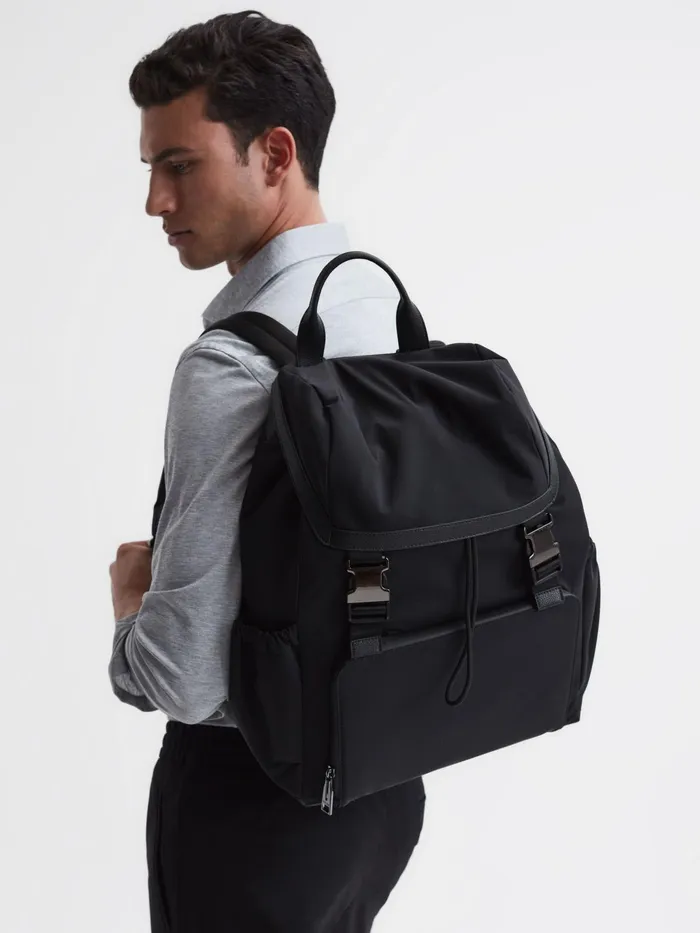 Reiss Bags and Wallets Danny Leather Drawstring Backpack Black 8211 Men