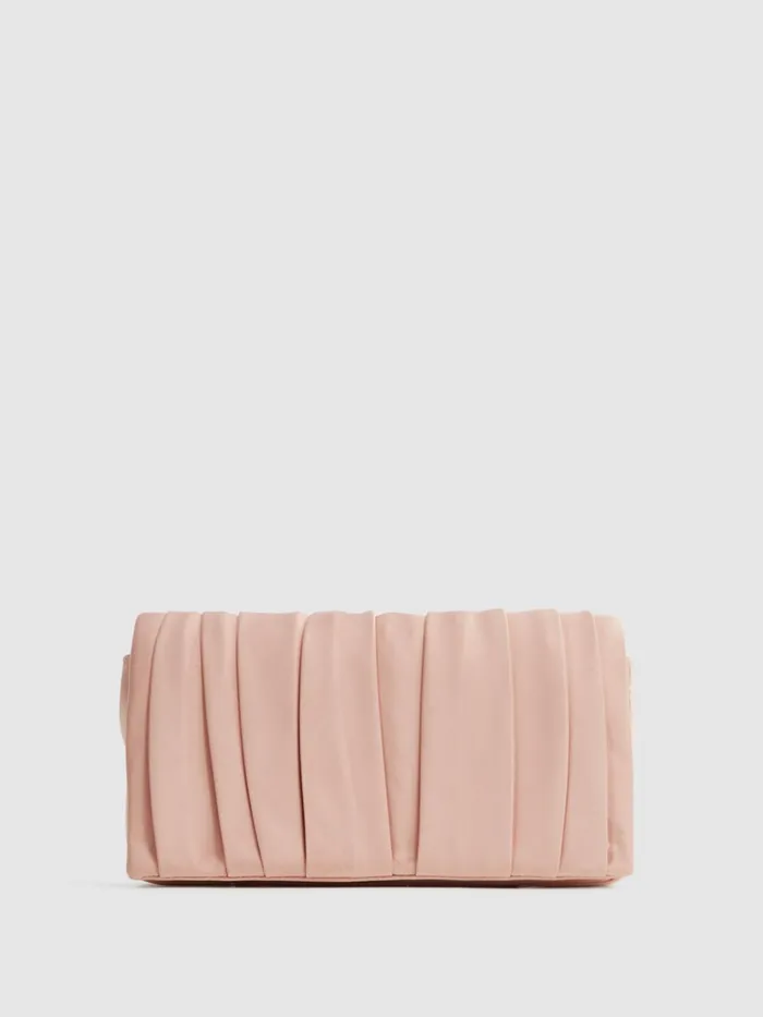 Reiss Bags Camille Satin Pleated Clutch Bag Black 8211 Women