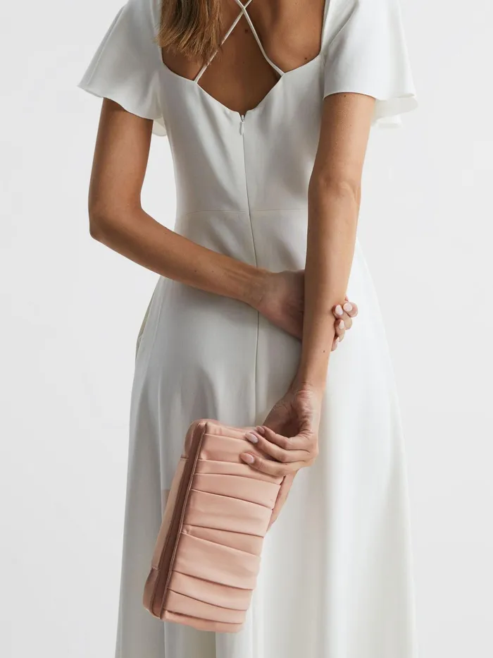 Reiss Bags Camille Satin Pleated Clutch Bag Black 8211 Women