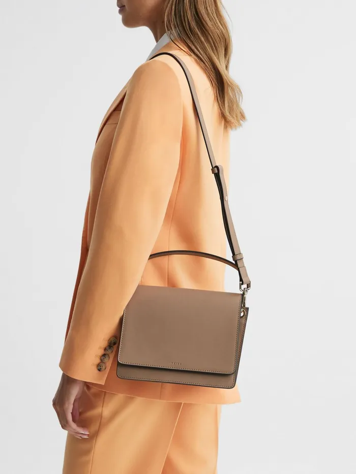 Reiss Bags Daphne Leather Concertina CrossBody Bag Buttermilk 8211 Women