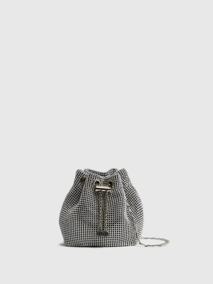 Reiss Bags Demi Crystal Mini Bucket Bag Silver 8211 Women