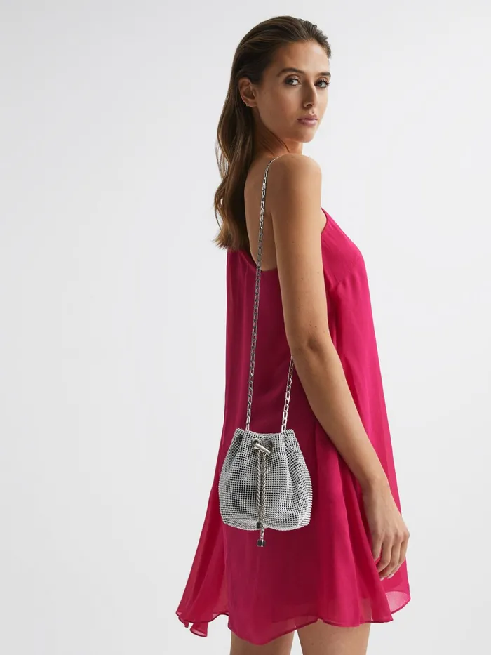 Reiss Bags Demi Crystal Mini Bucket Bag Silver 8211 Women